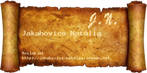 Jakabovics Natália névjegykártya